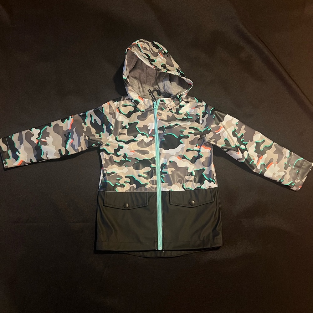 Camouflage Hooded Jacket with Black Accents